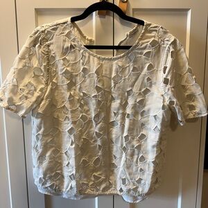 Super cute silk cut out cropped blouse